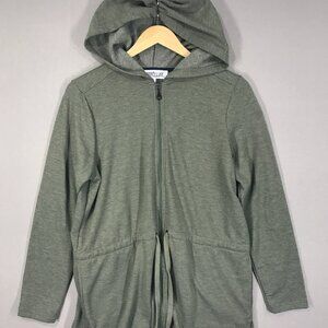 Liberty Lane Jacket Women’s Medium Green Full Zip Hoodie Drawcord Waist Pockets